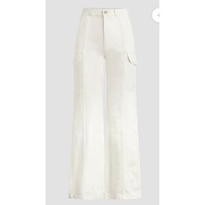 Hudson Womens Ivory High Rise Wide Leg Denim Cargo‎ Jeans Size 24 carpenter